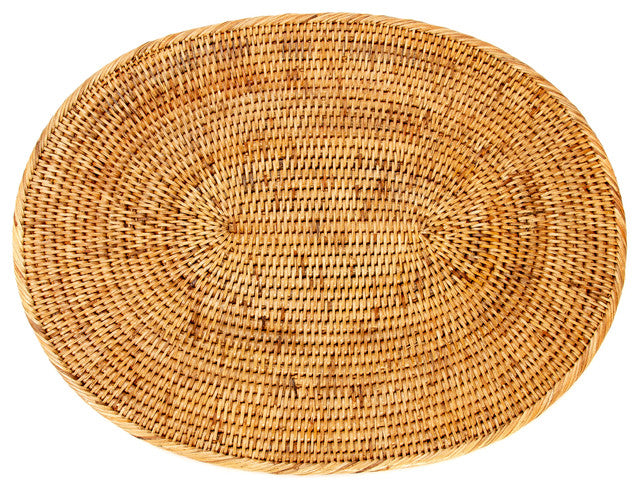 Artifacts Rattan Oval Placemat, Honey Brown, 20